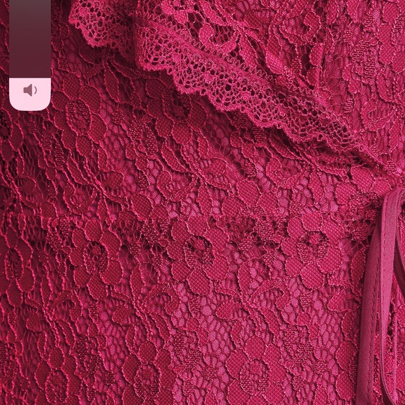 NWT Lulus Effortless elegance lace midi wrap dress magenta large L - Picture 6 of 9